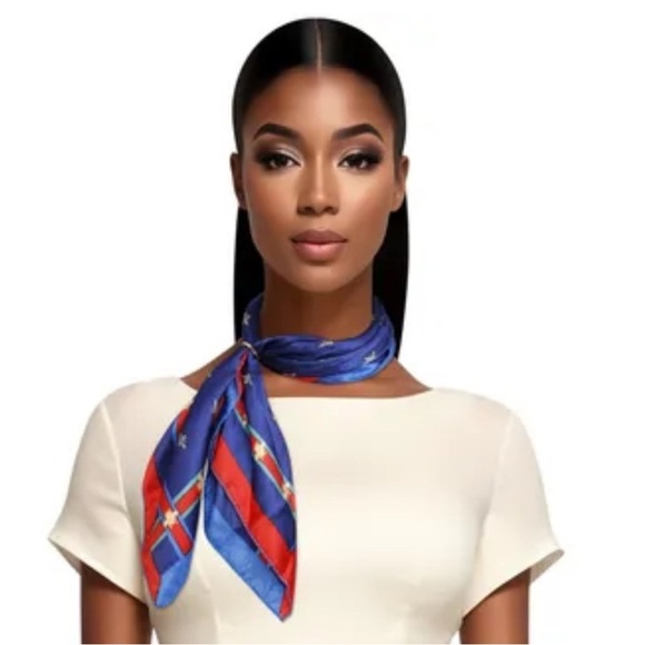Accessories - Elegant Blue and Red Silk Scarf!